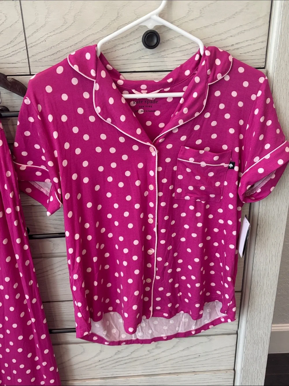 kate spade Hot Pink Polka Dot Short Sleeve Pajama Set